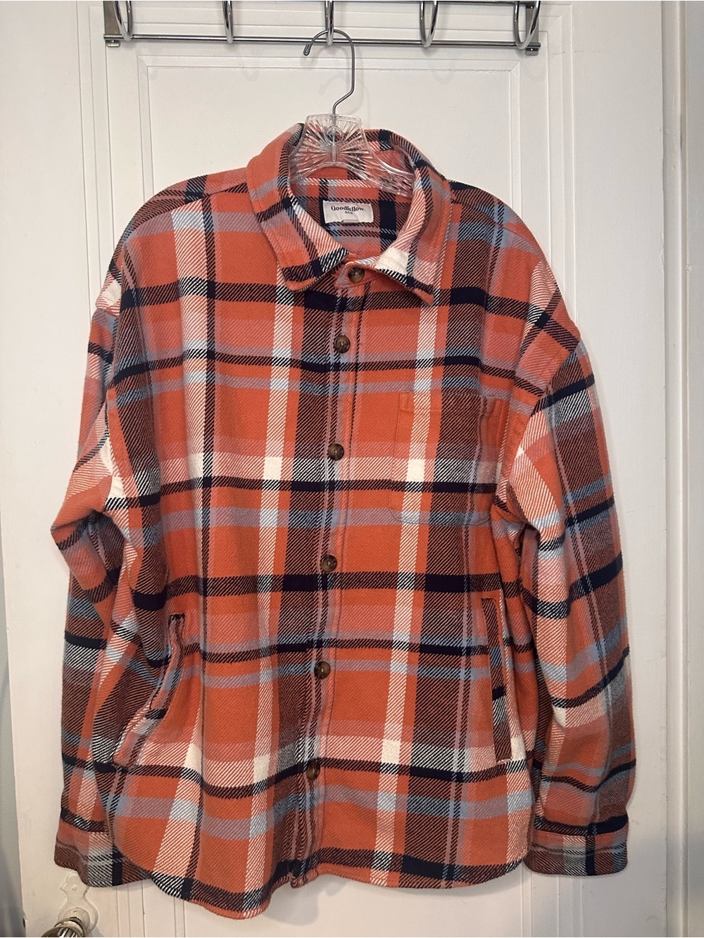 Goodfellow & Co Orange Plaid Lightweight Shirt Jacket XXL